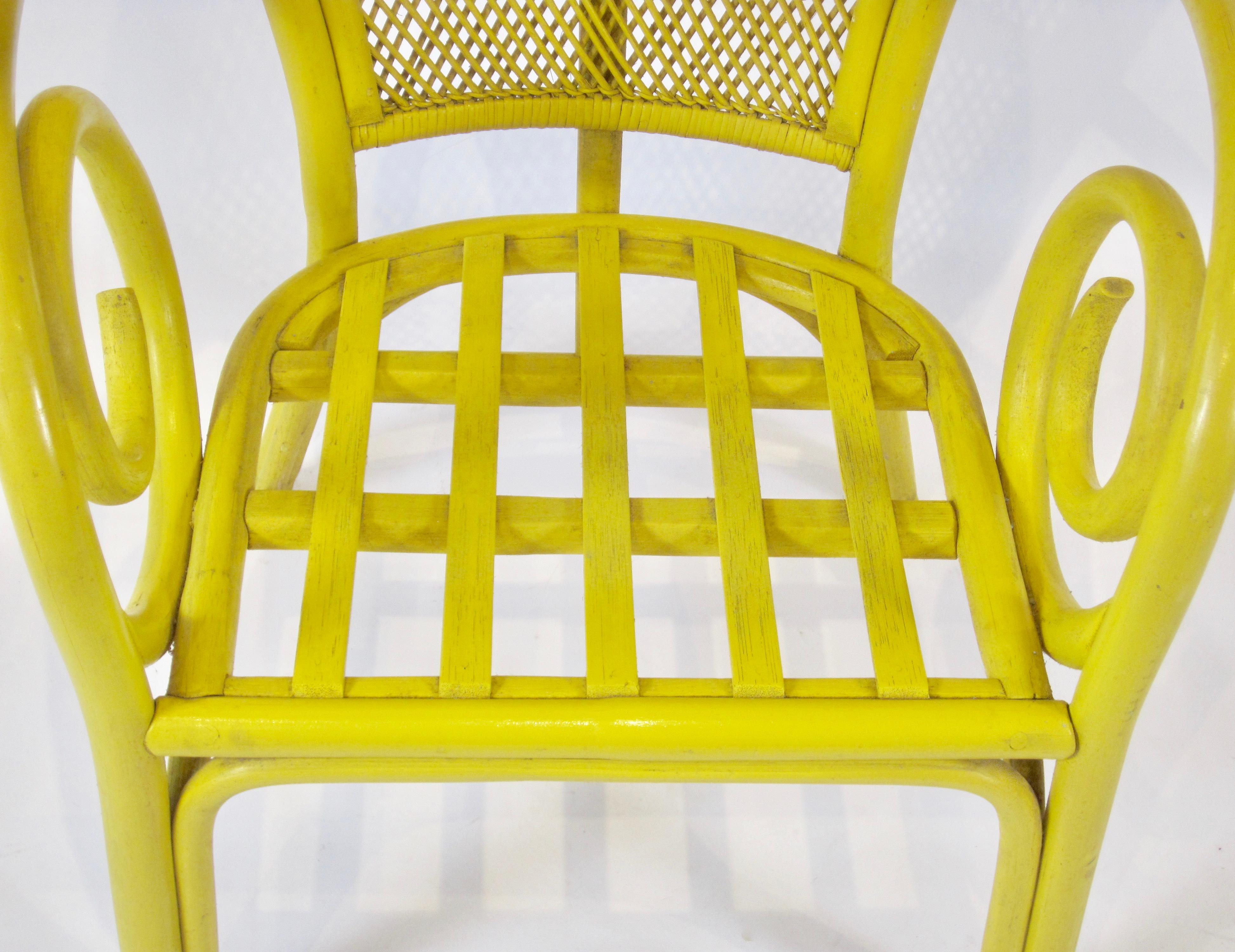 1970s Vintage Yellow Rattan Balloon Chair For Sale 2