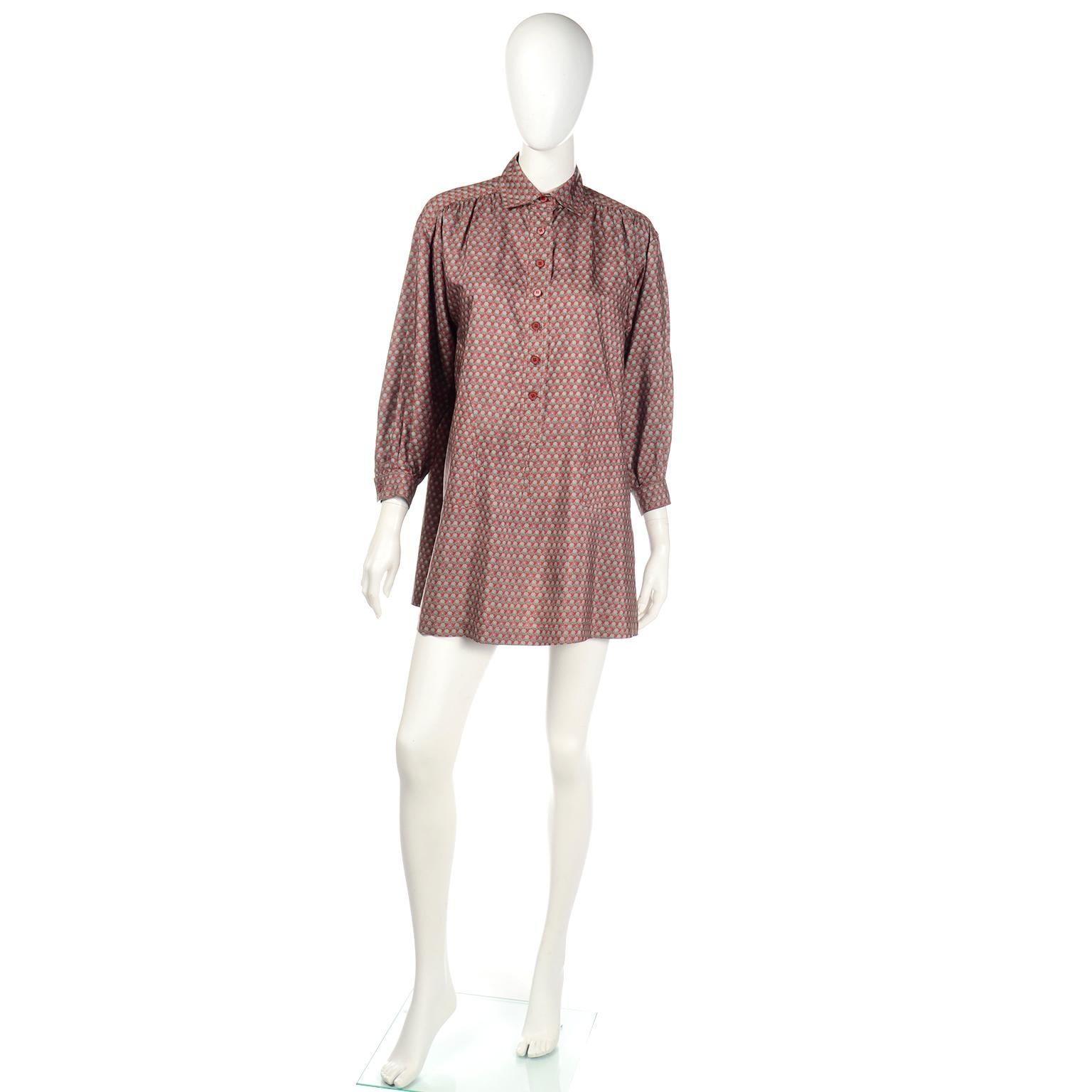 1970s Vintage YSL Yves Saint Laurent Russian Peasant Style Tunic or Mini Dress In Excellent Condition In Portland, OR