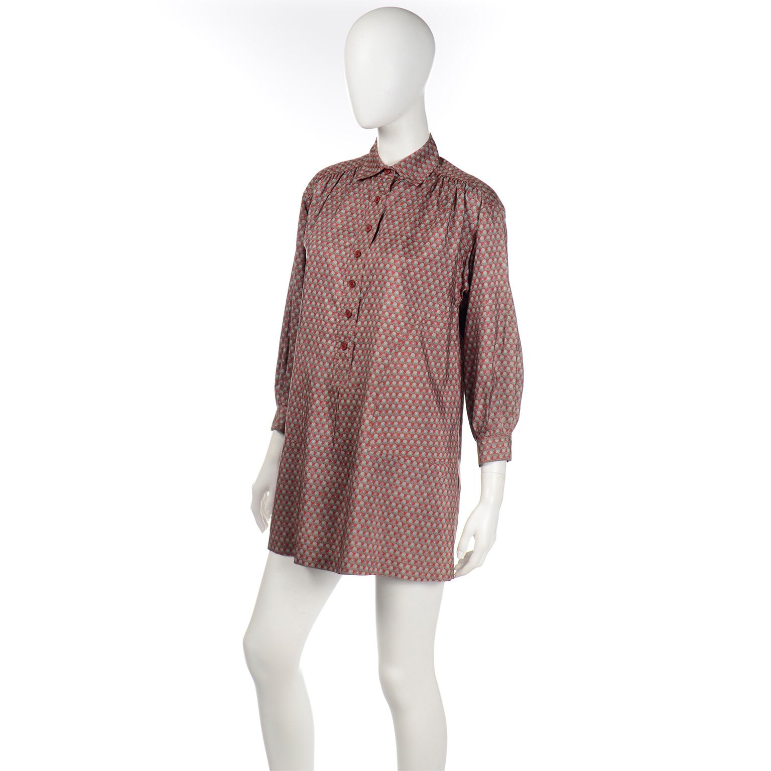 1970s Vintage YSL Yves Saint Laurent Russian Peasant Style Tunic or Mini Dress 1
