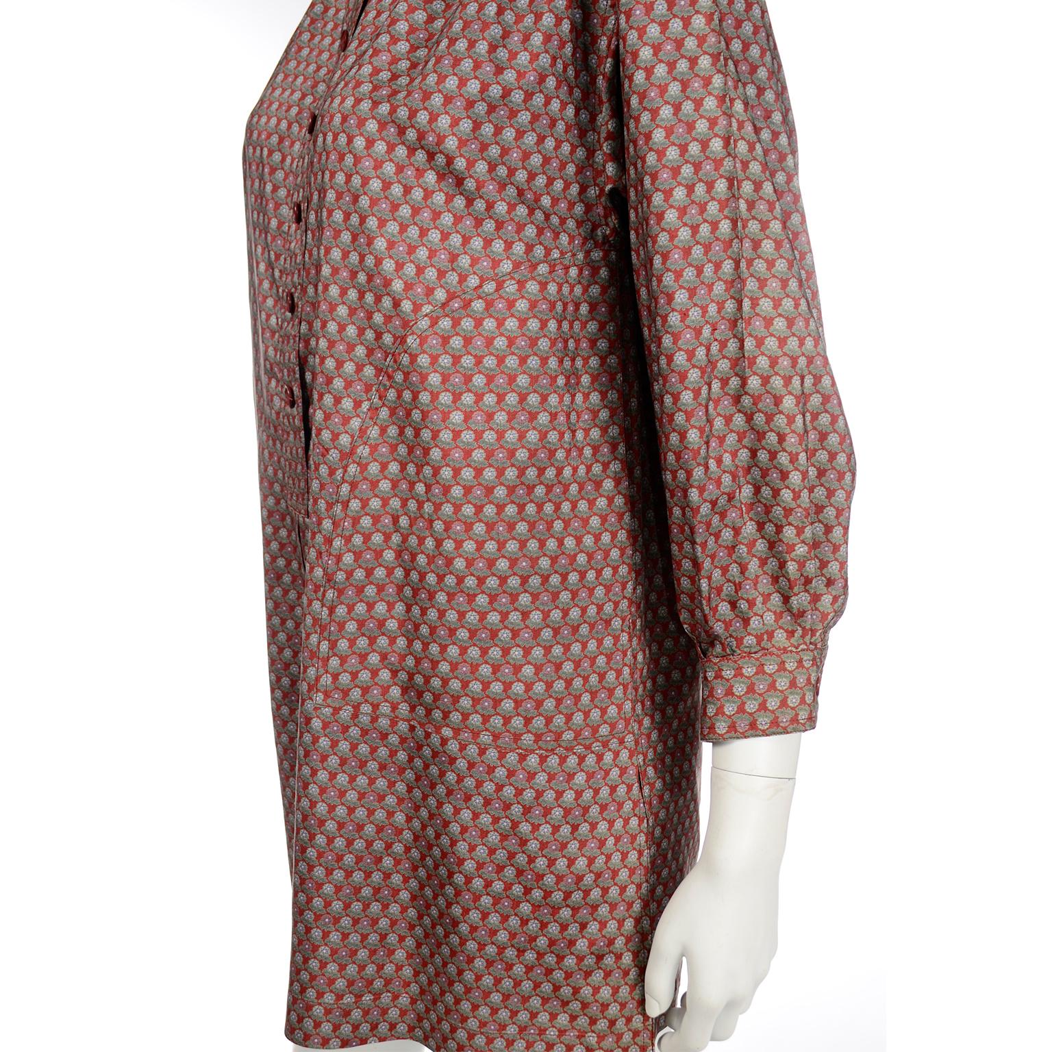 1970s Vintage YSL Yves Saint Laurent Russian Peasant Style Tunic or Mini Dress 3