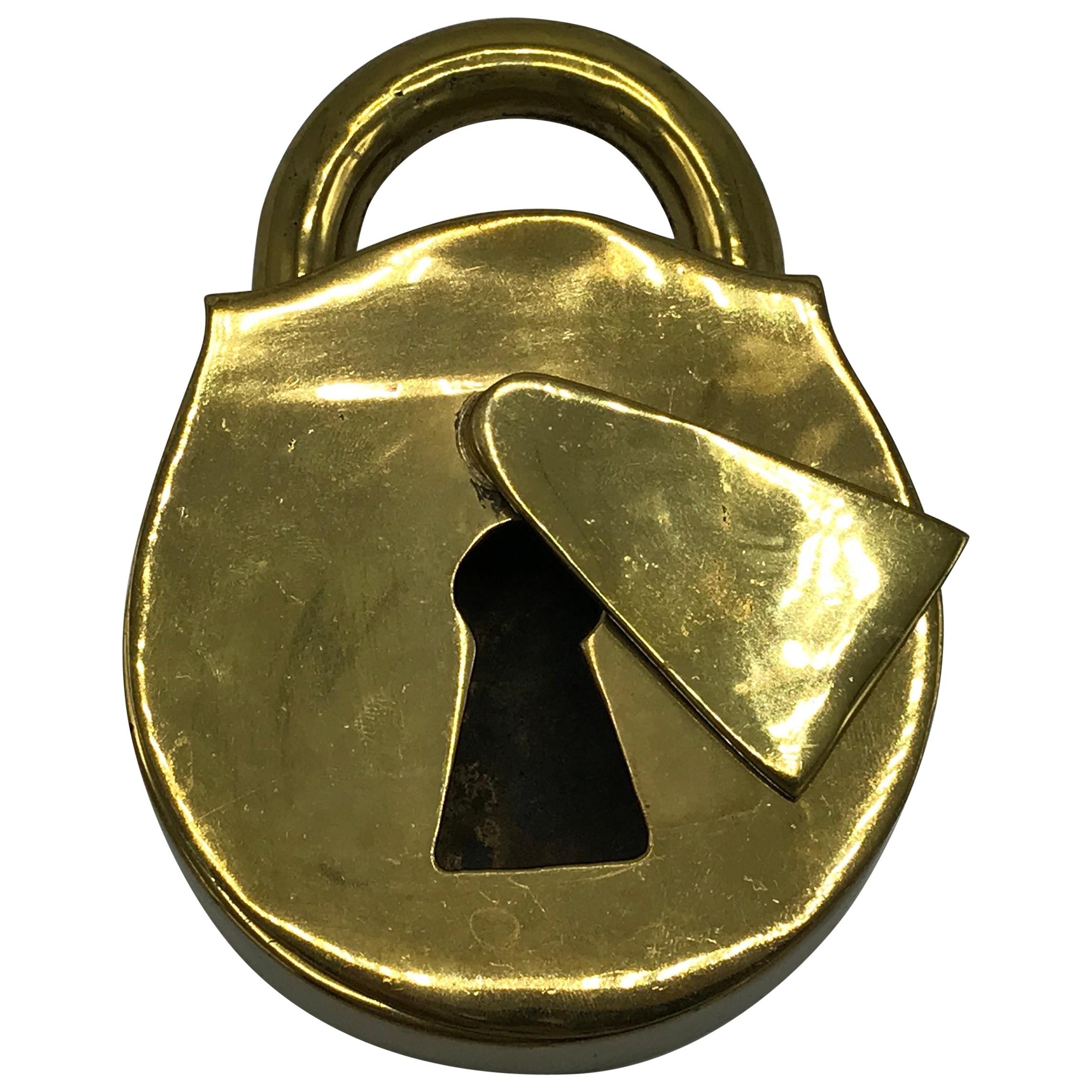 1970s Virginia Metalcrafters Brass Padlock Ashtray Dish