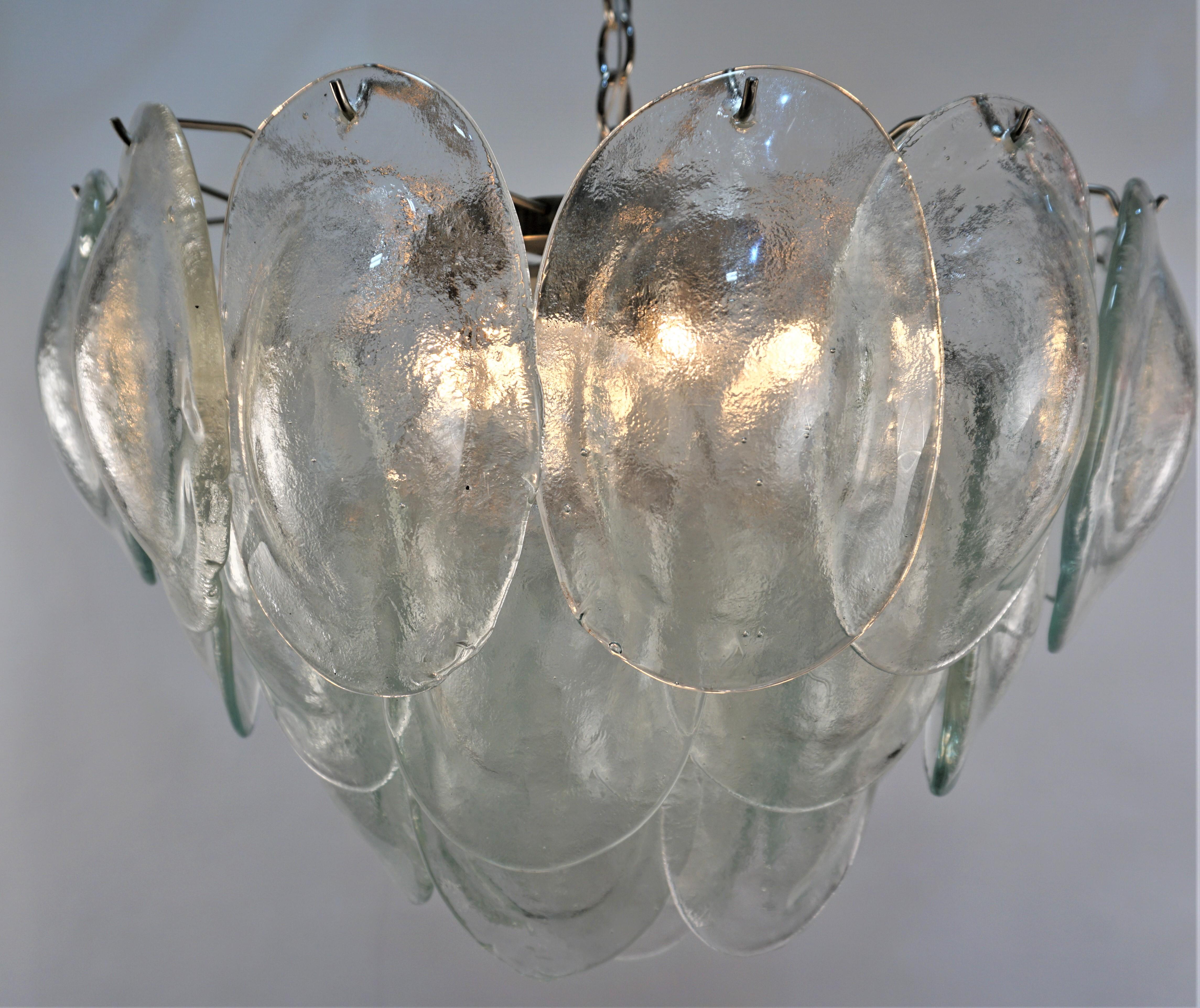Mid-20th Century 1970's Vistosi Italian Blown glass chandelier For Sale