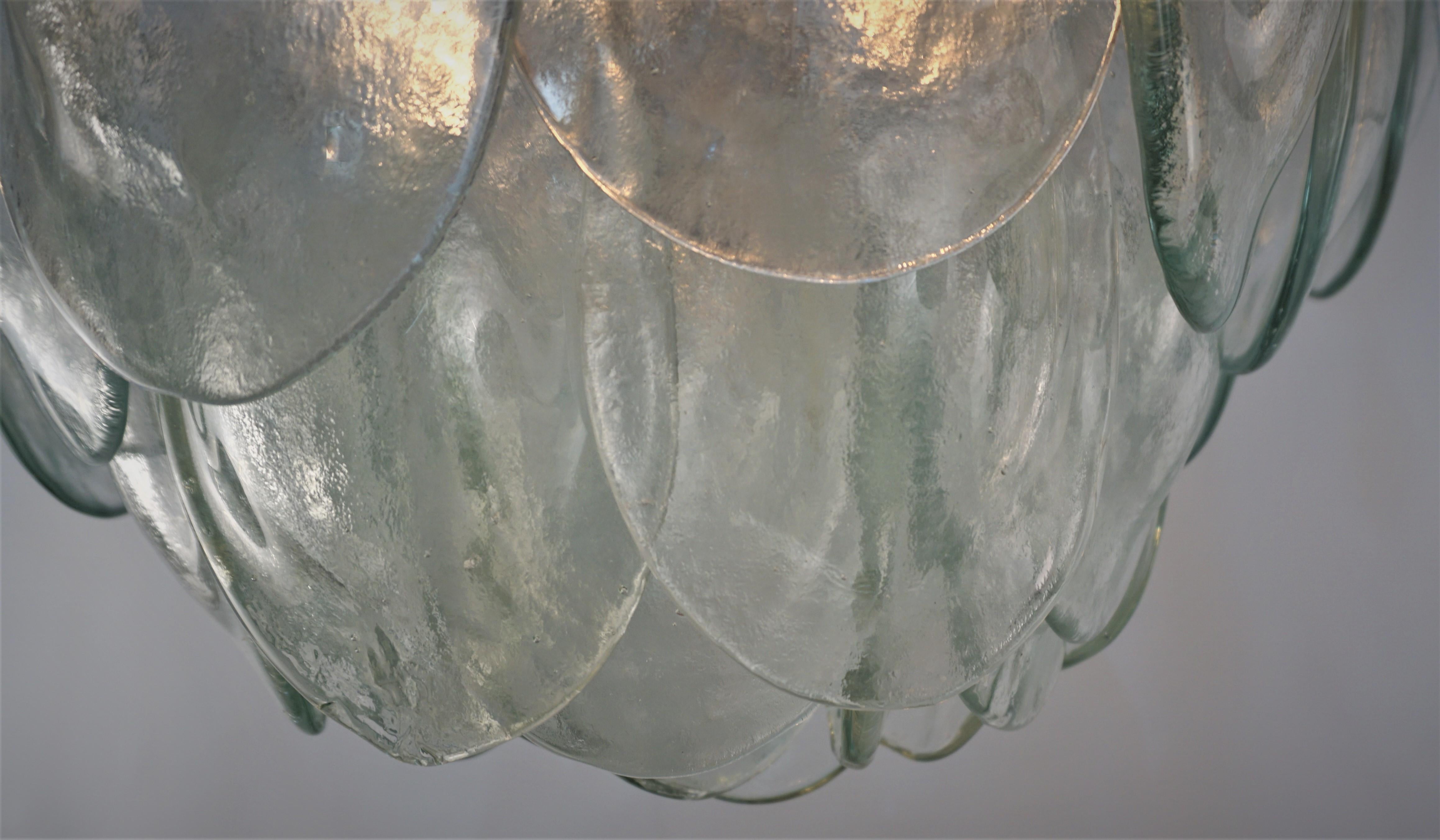 Blown Glass 1970's Vistosi Italian Blown glass chandelier For Sale