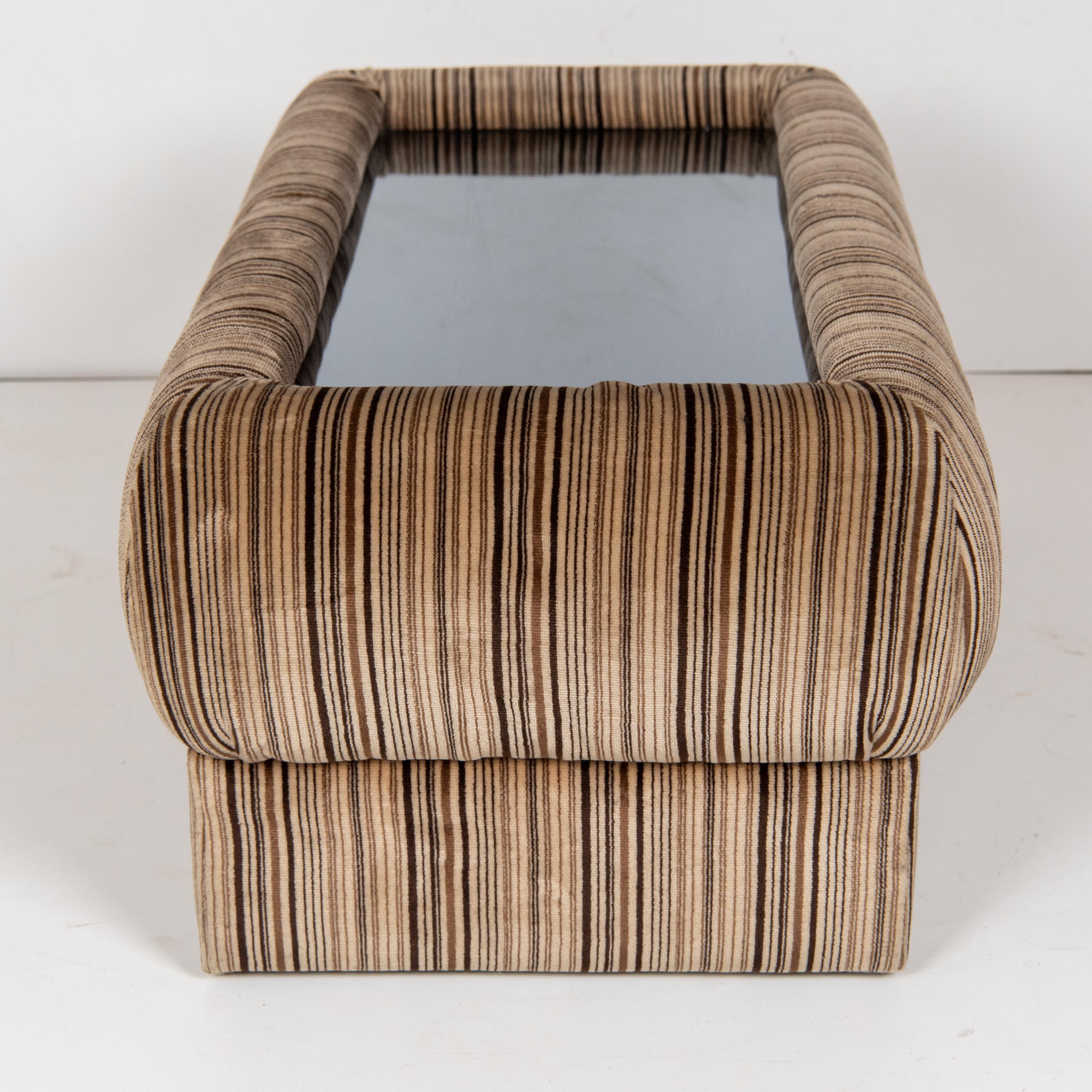 Rechteckiger Vintage-Couchtisch aus Samt und Rauchglas, Italien 1970 (Italienisch)