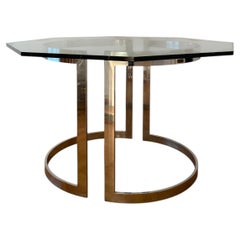 1970s Vittorio Introini Chrome Octagonal Glass Dining Table Saporiti