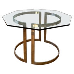 1970s Vittorio Introini Chrome Octagonal Glass Dining Table Saporiti