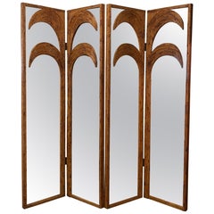 1970s Vivai Del Sud Bamboo Pencil Reed Palm Tree Screen Mirrors Panels Dividers