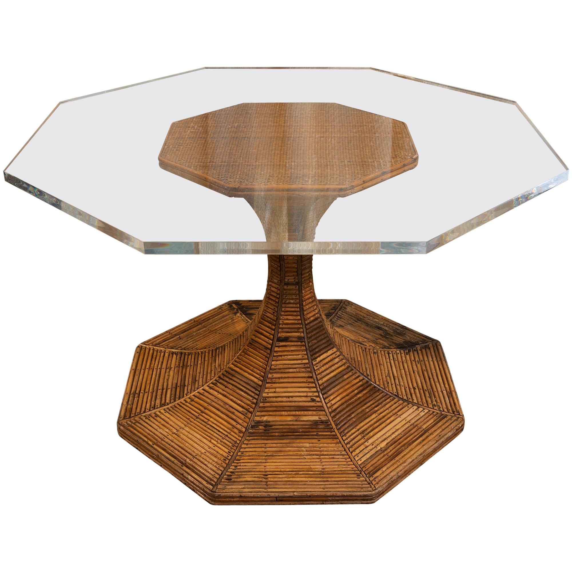 1970s Vivai del Sud Bamboo Center/Dining Table For Sale