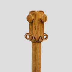 1970s Vivai del sud design Bamboo Rattan coat hanger