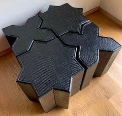 1970s Vivai Del Sud Rattan and Cane Italian Star and Cross Moorish Coffee Tables