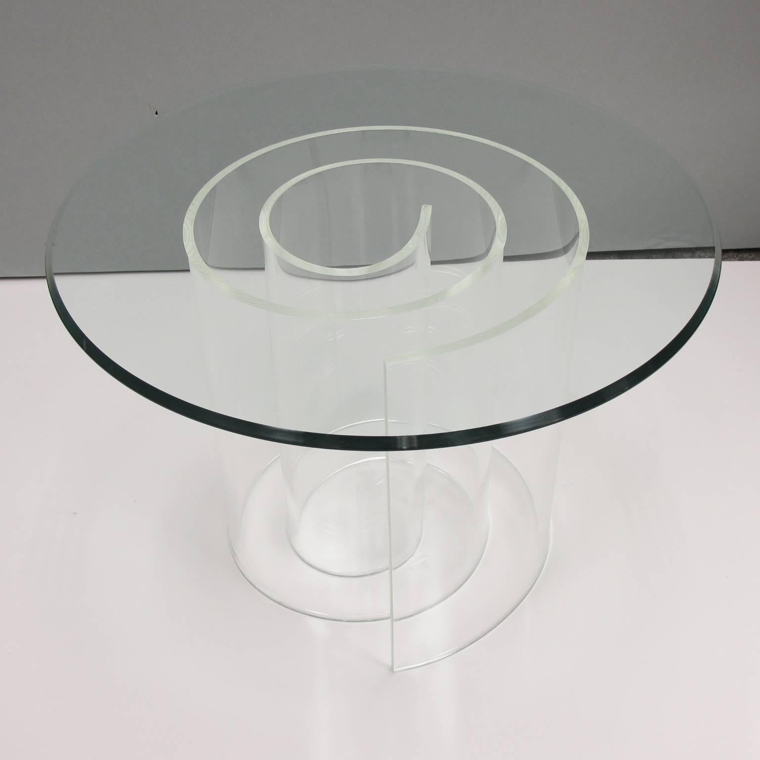 1970s Vladimir Kagan Style Lucite and Glass Snail Coffee Table, a Pair 1