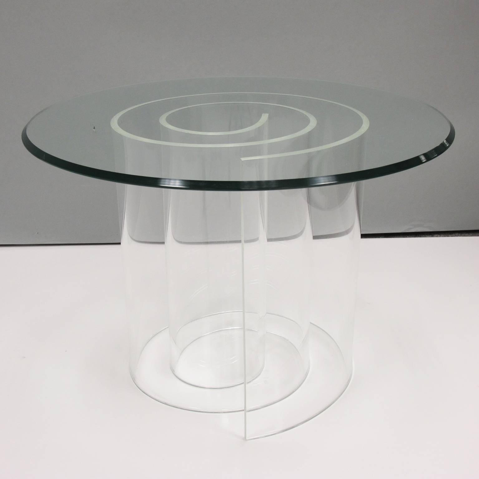 1970s Vladimir Kagan Style Lucite and Glass Snail Coffee Table, a Pair 2