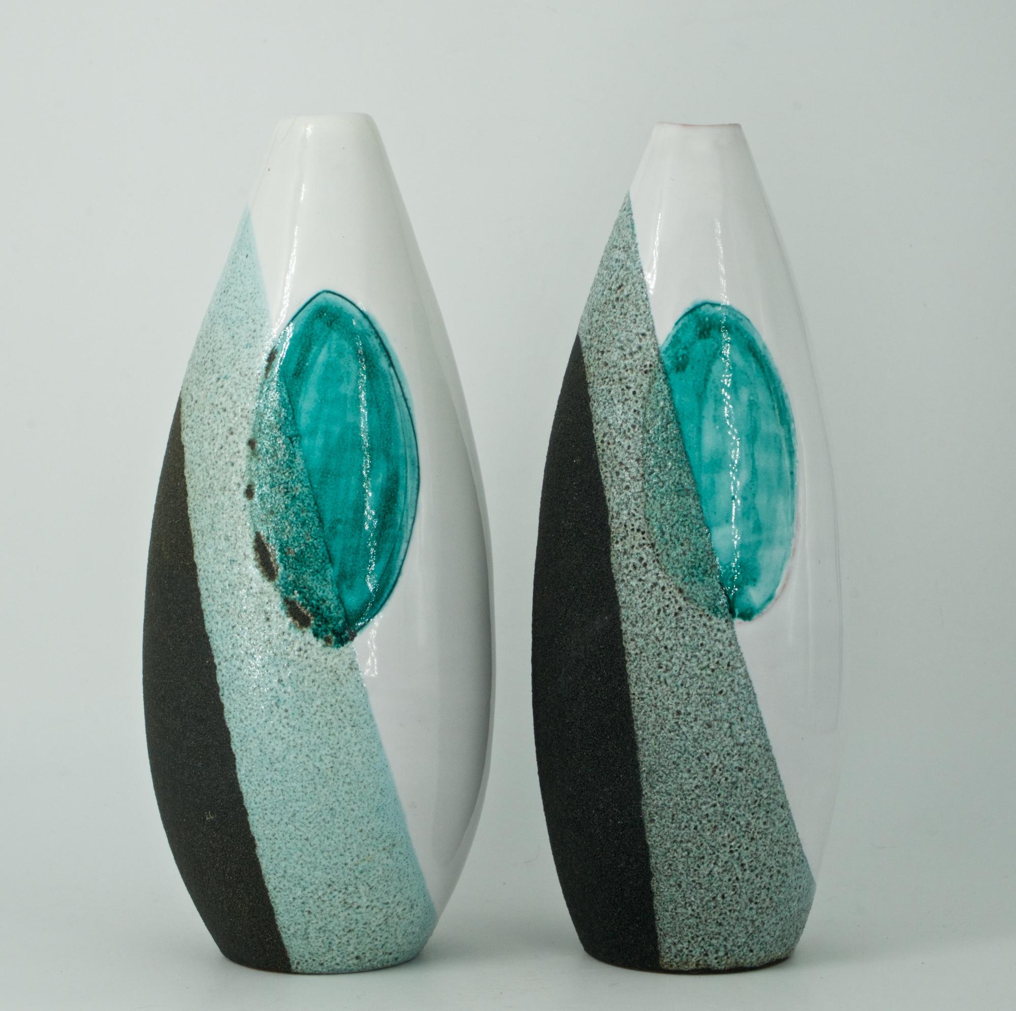 1970er Jahre Vulkanglasur Keramik Vasen von Ettore Sottsass Bitossi Raymor:: Italien Paar (Italienisch)