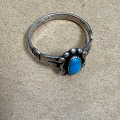 1970s W & M Sterling Silver Turquoise Ring
