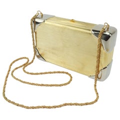 Vintage 1970's Walborg Brushed Gold & Silver Box Handbag Clutch