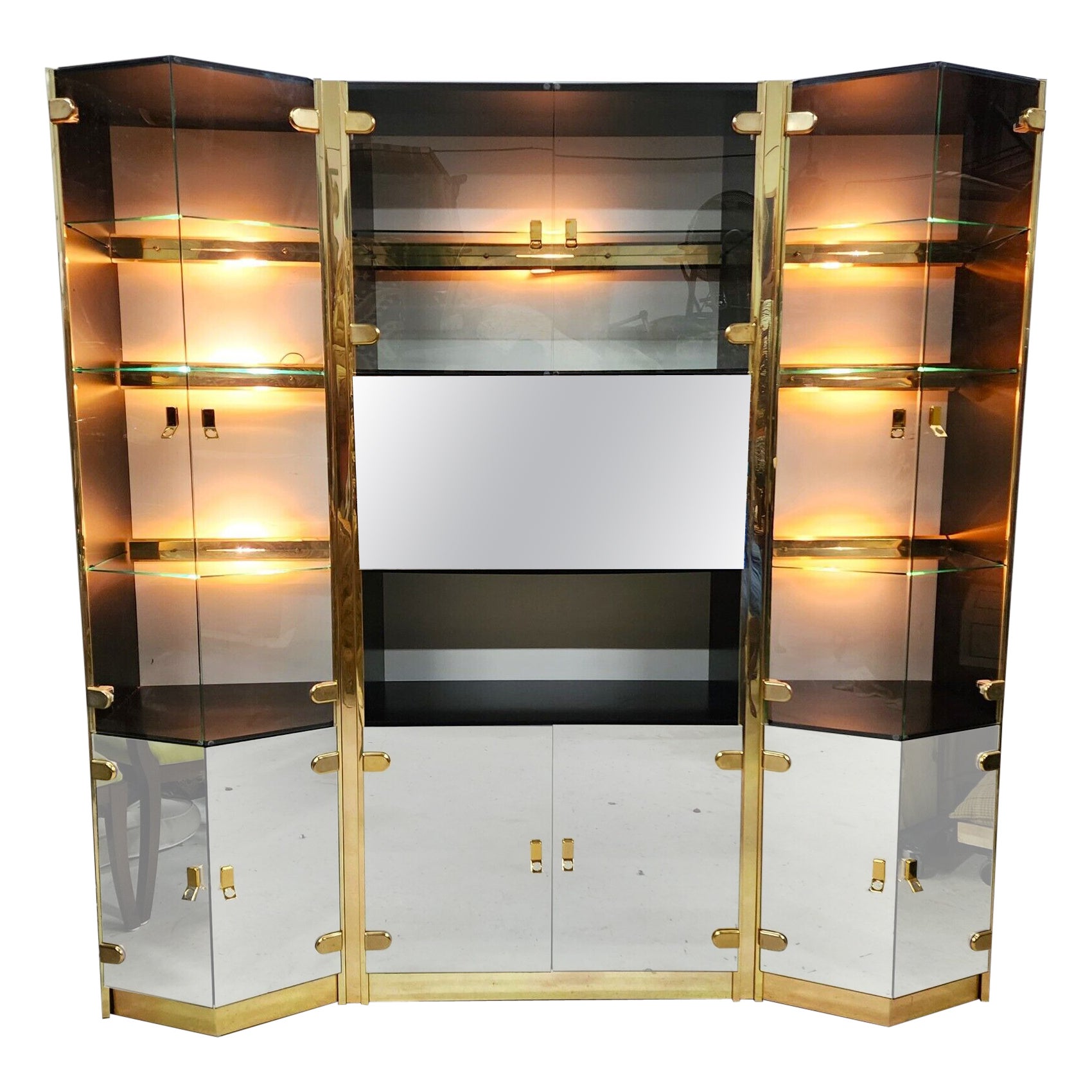 1970s Wall Display Cabinet with Dry Bar