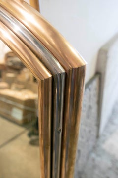 1970s Wall Mirror with Bronze Frame in Gold and Silver Finishes