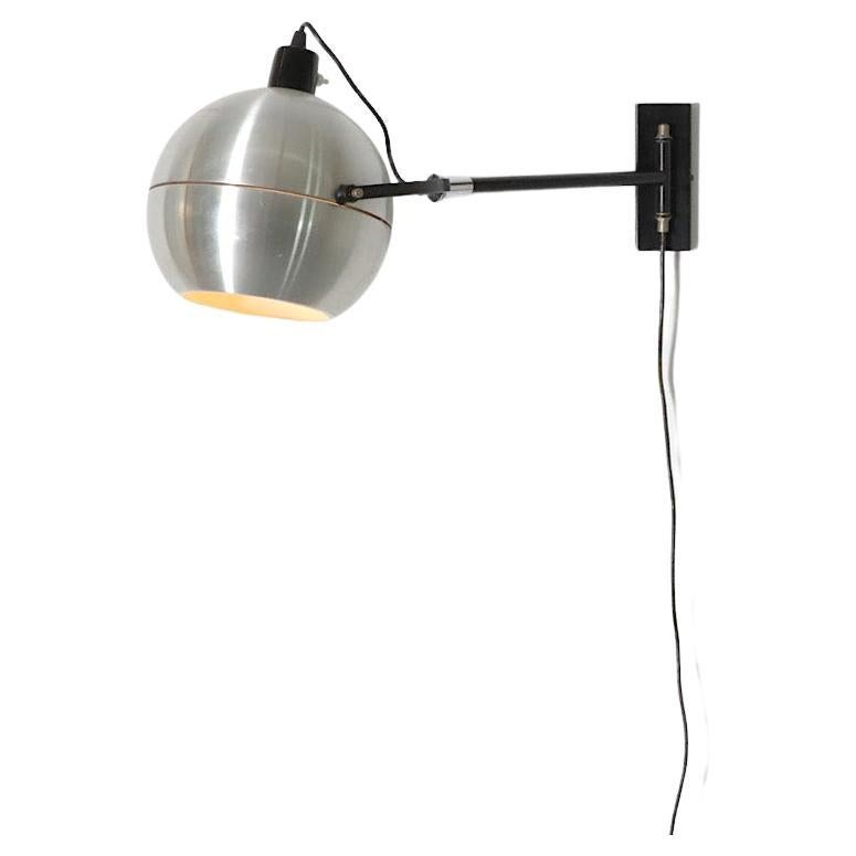 1970s Wall Mount Globe Extension Lamp with Extendable Arm