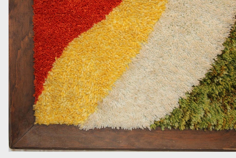 20th Century 1970s Wall Mounted Framed Rug For Sale