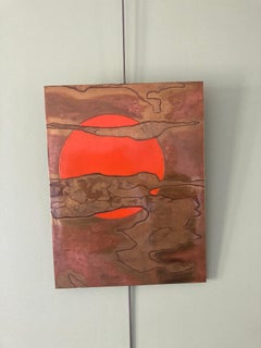 1970er Wandtafel aus geätztem Messinglack, signiert von Jacques Potage