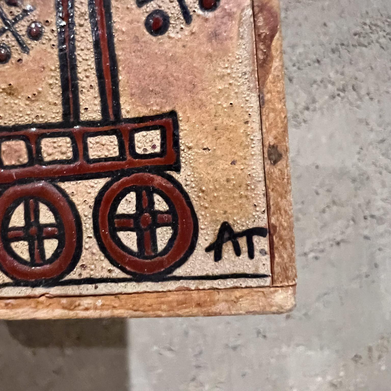 Ceramic 1970s Wall Art Terracotta Tile Greek Horse Chariot Angelos Tsakirakis For Sale