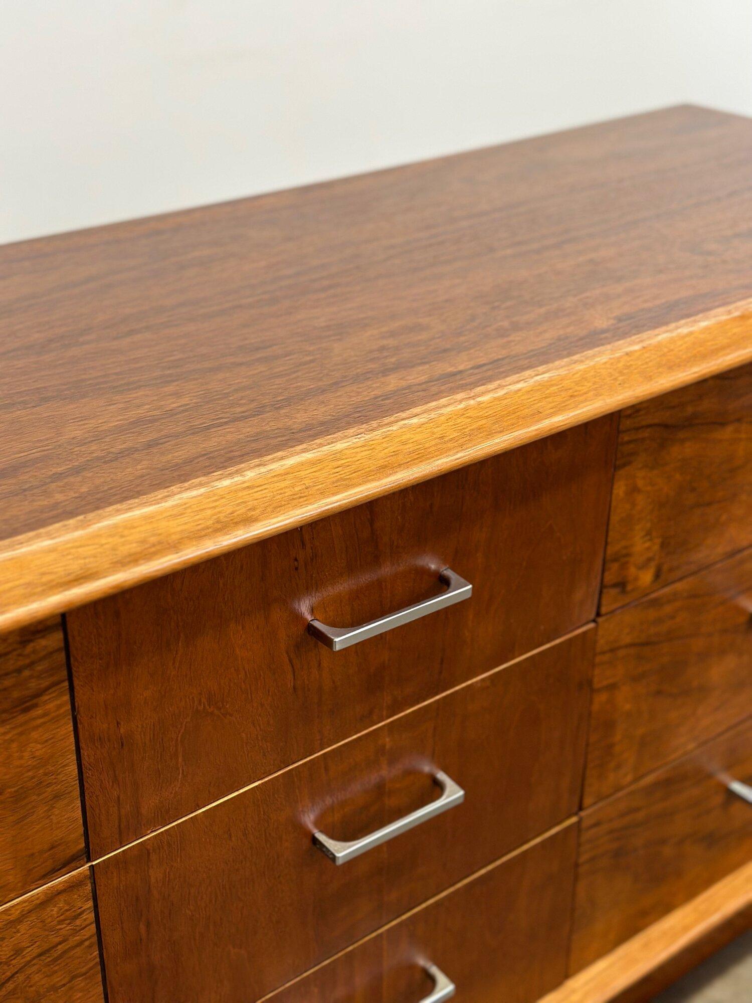 Brutalist 1970s Walnut and Oak Plinth Dresser by Lane For Sale