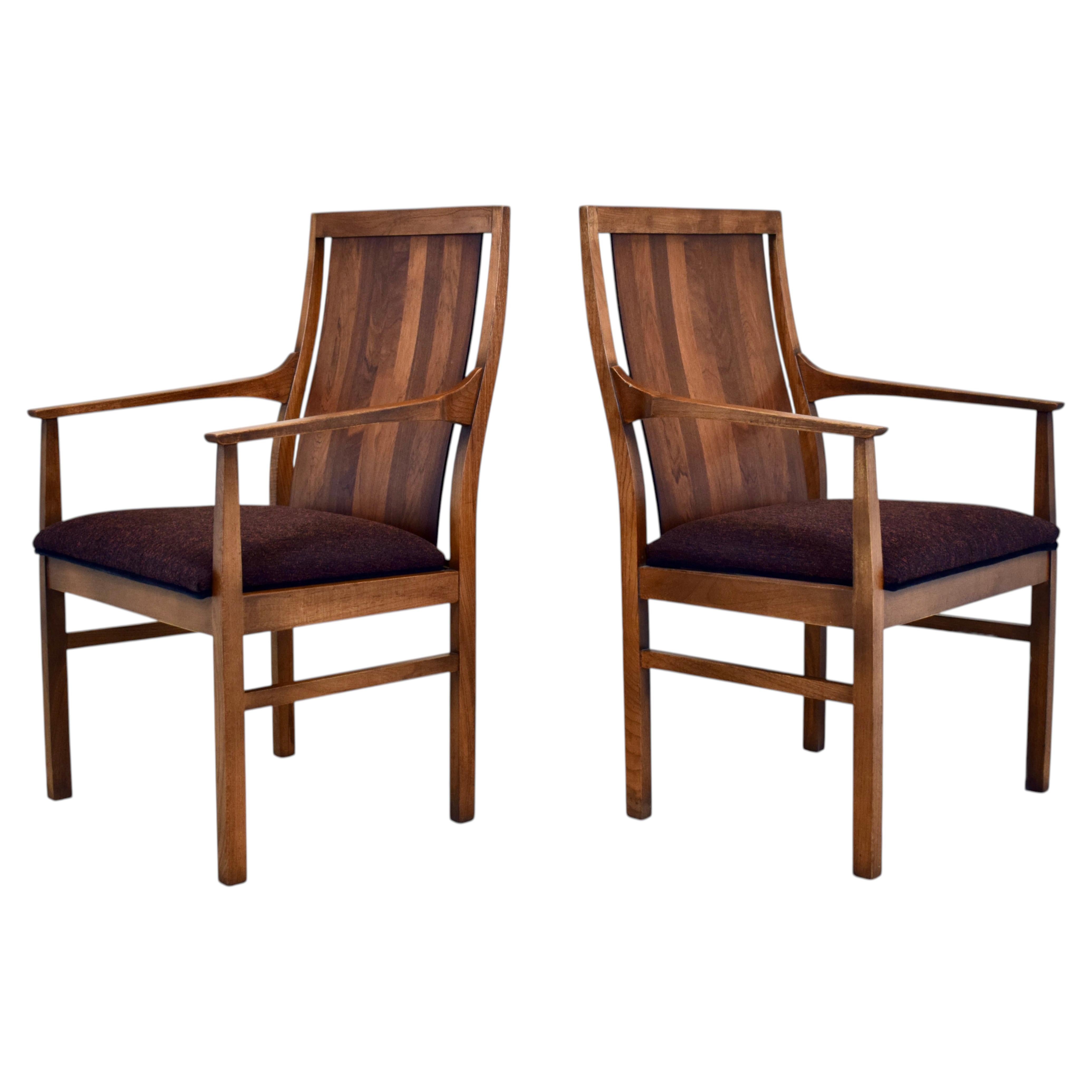 Mid-Century Modern Walnut Armchairs by Lane Furniture, Upholstered
