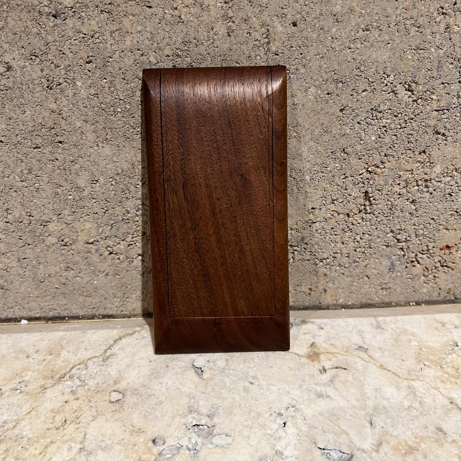 Mid-Century Modern 1970s Walnut Wood Business Card Holder Case