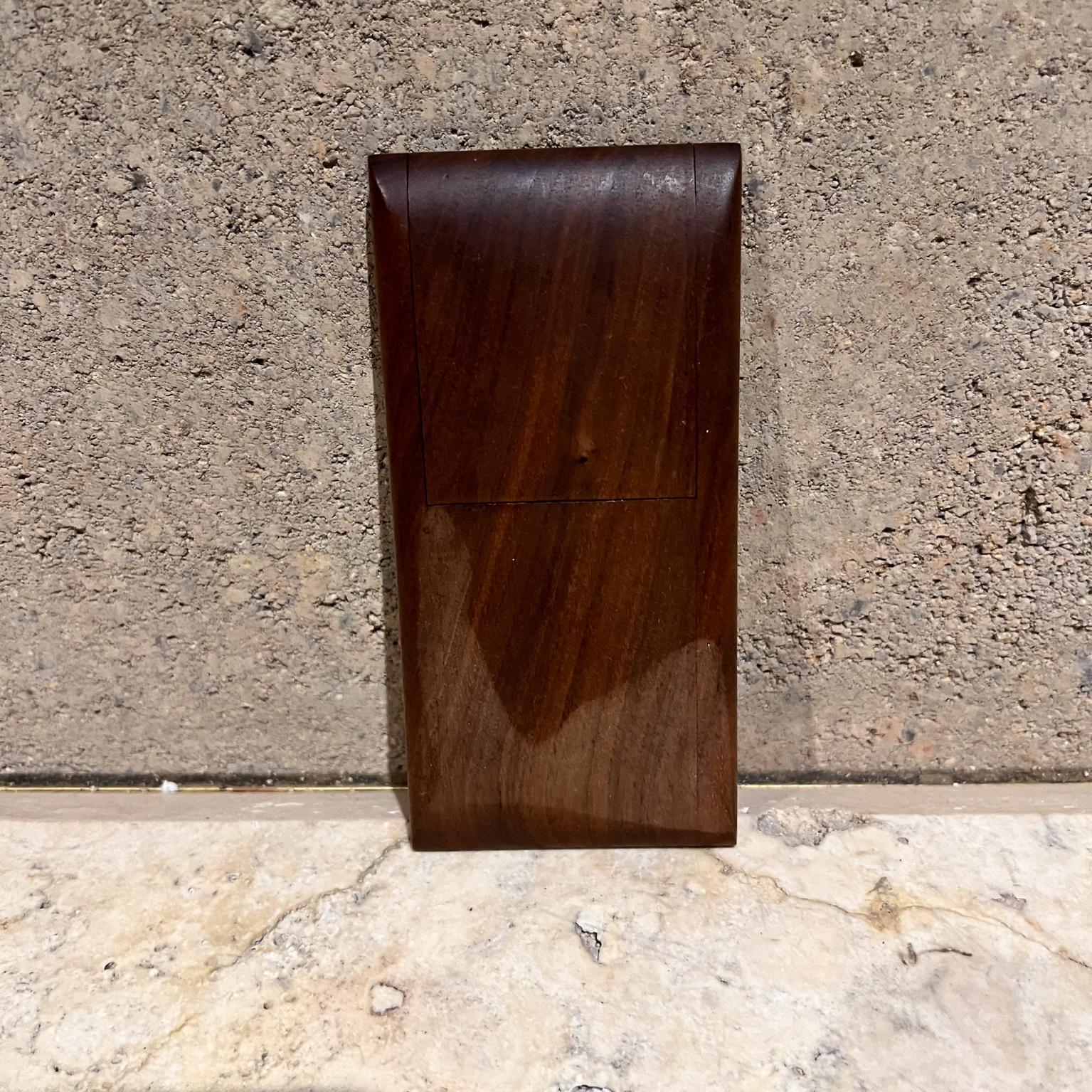 American 1970s Walnut Wood Business Card Holder Case