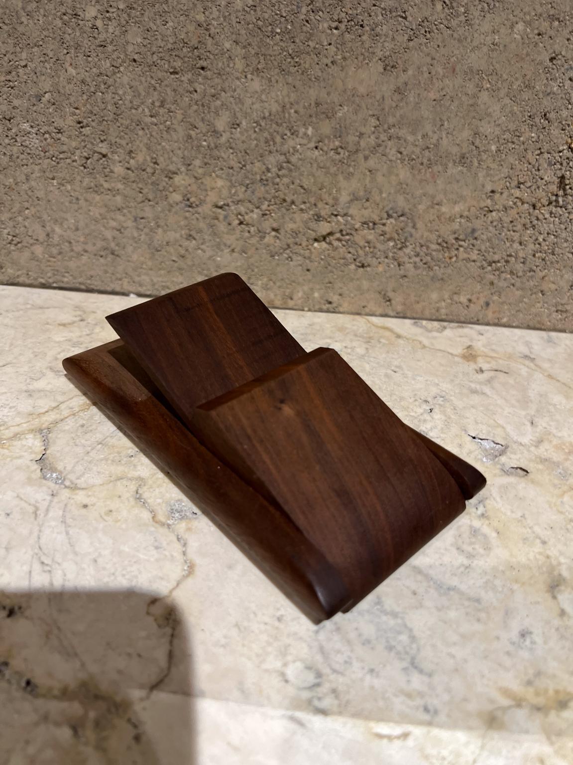 20th Century 1970s Walnut Wood Business Card Holder Case