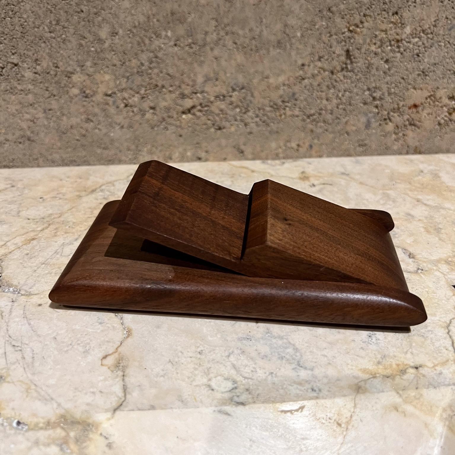 1970s Walnut Wood Business Card Holder Case 2
