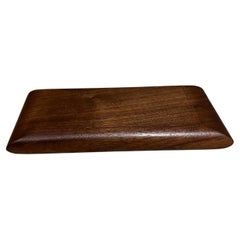 Vintage 1970s Walnut Wood Business Card Holder Case
