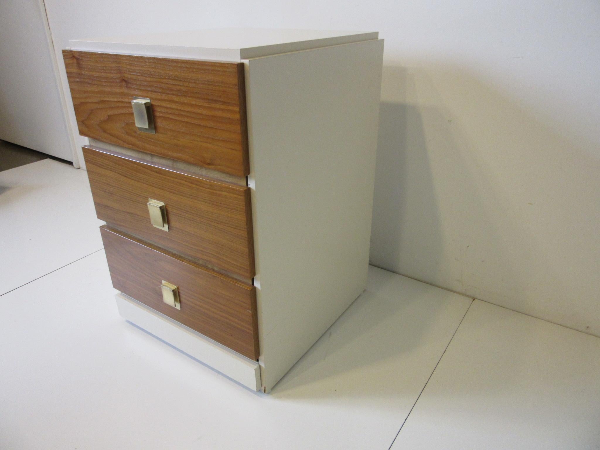 Modern 1970s Small Chest Walnut / Cream Lacquer in the Manner of Milo Baughman