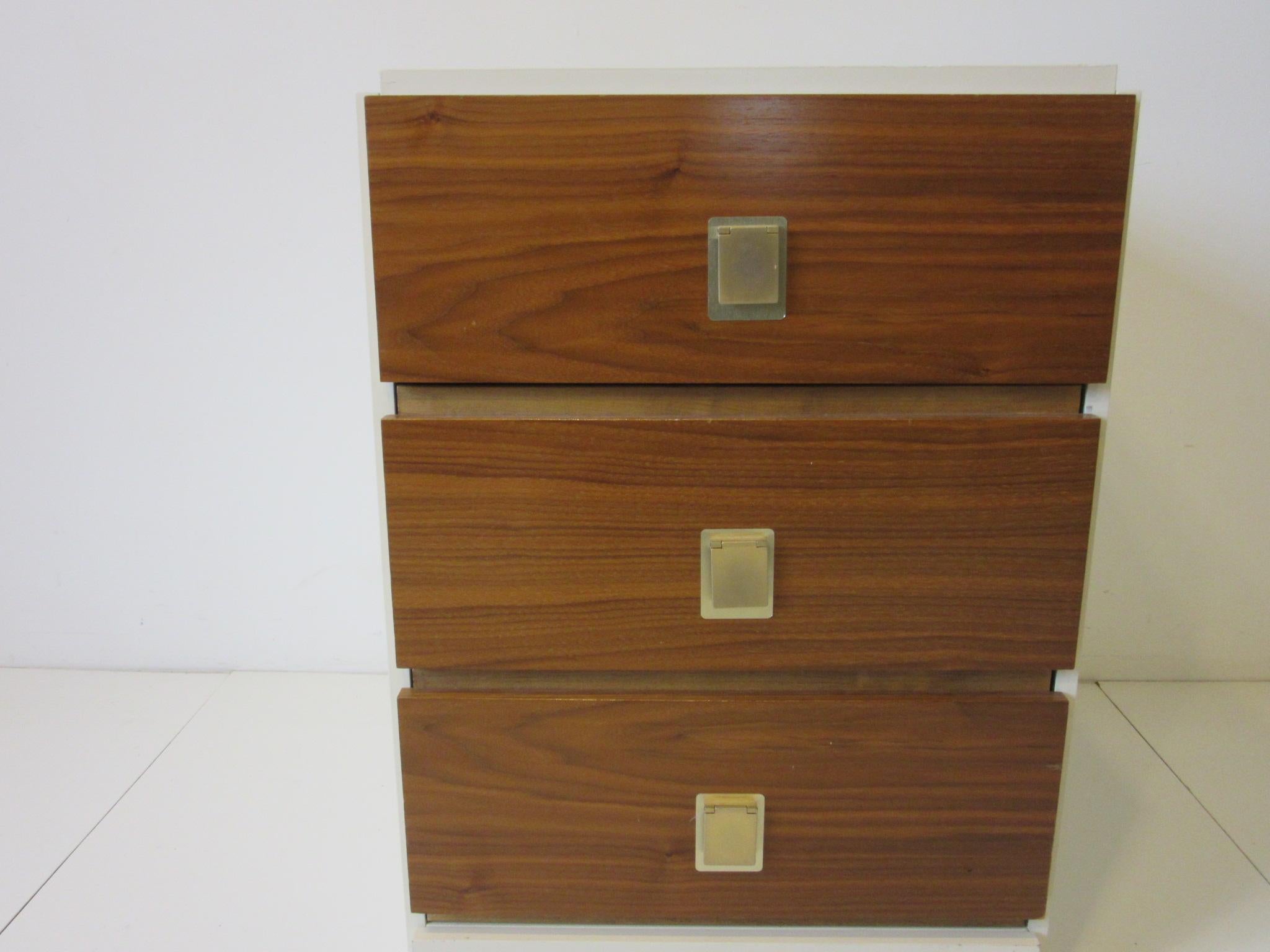 Canadian 1970s Small Chest Walnut / Cream Lacquer in the Manner of Milo Baughman