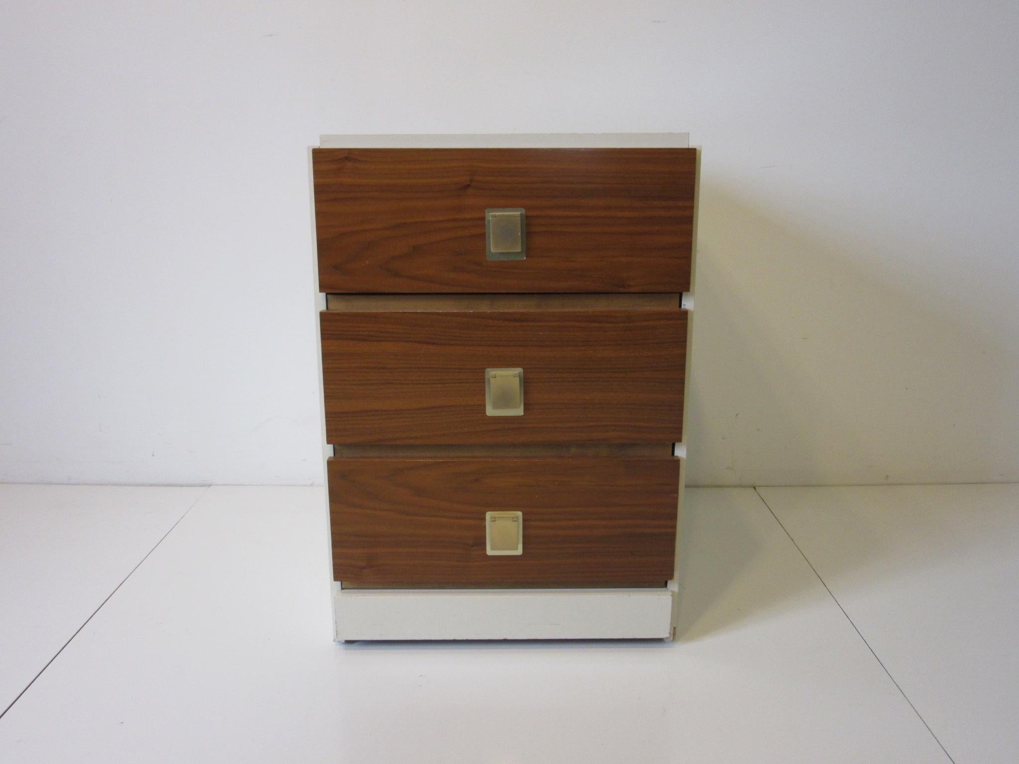 Wood 1970s Small Chest Walnut / Cream Lacquer in the Manner of Milo Baughman