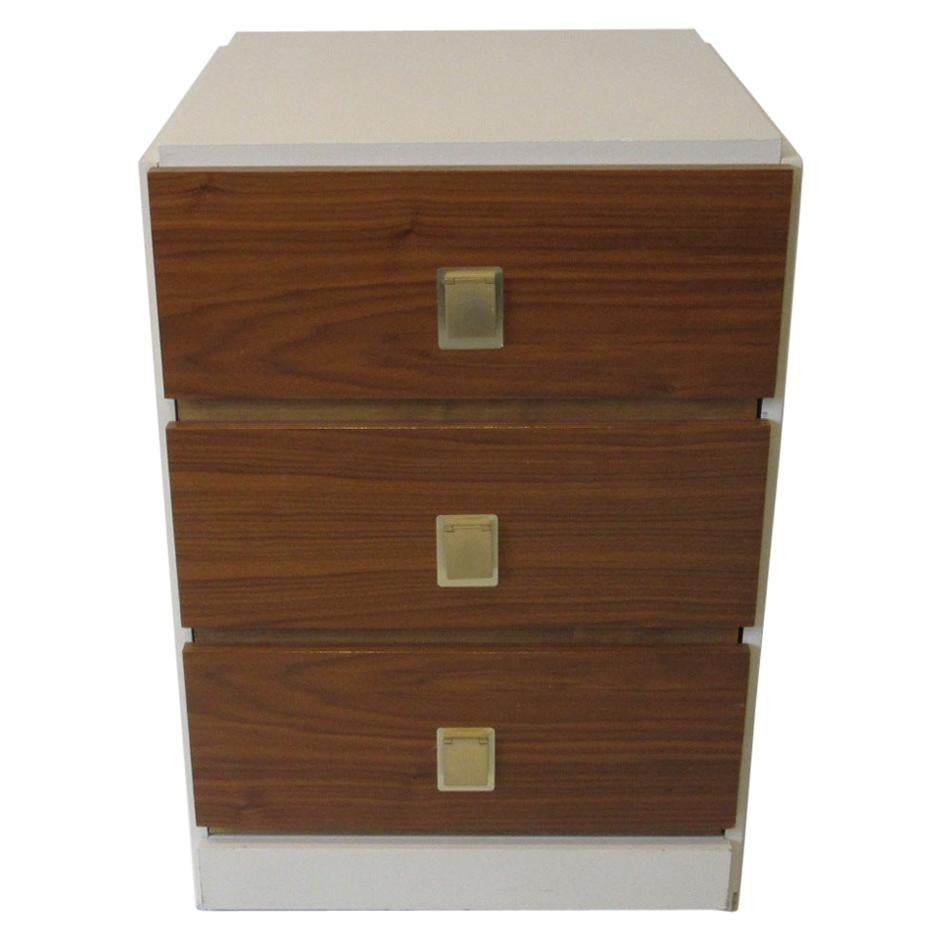 1970s Small Chest Walnut / Cream Lacquer in the Manner of Milo Baughman