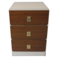 1970s Small Chest Walnut / Cream Lacquer in the Manner of Milo Baughman