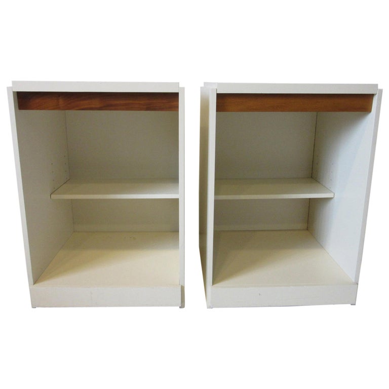 1970s Taller Nightstands Walnut / Cream Lacquer the Style of Milo