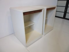 1970s Taller Nightstands Walnut / Cream Lacquer the Style of Milo Baughman