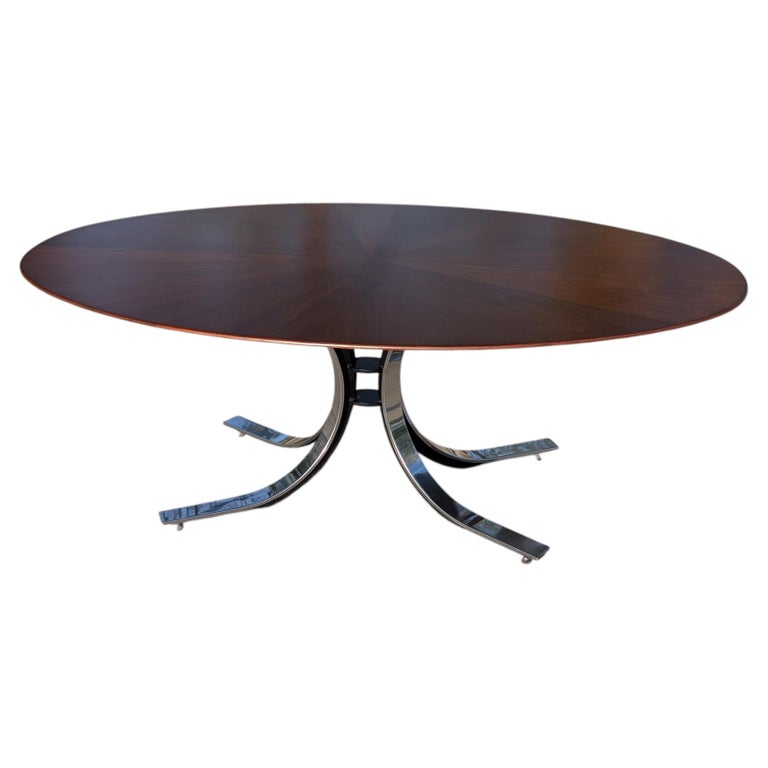 1970s Walnut Starburst Oval Dining Table by Osvaldo Borsani for Stow Davis