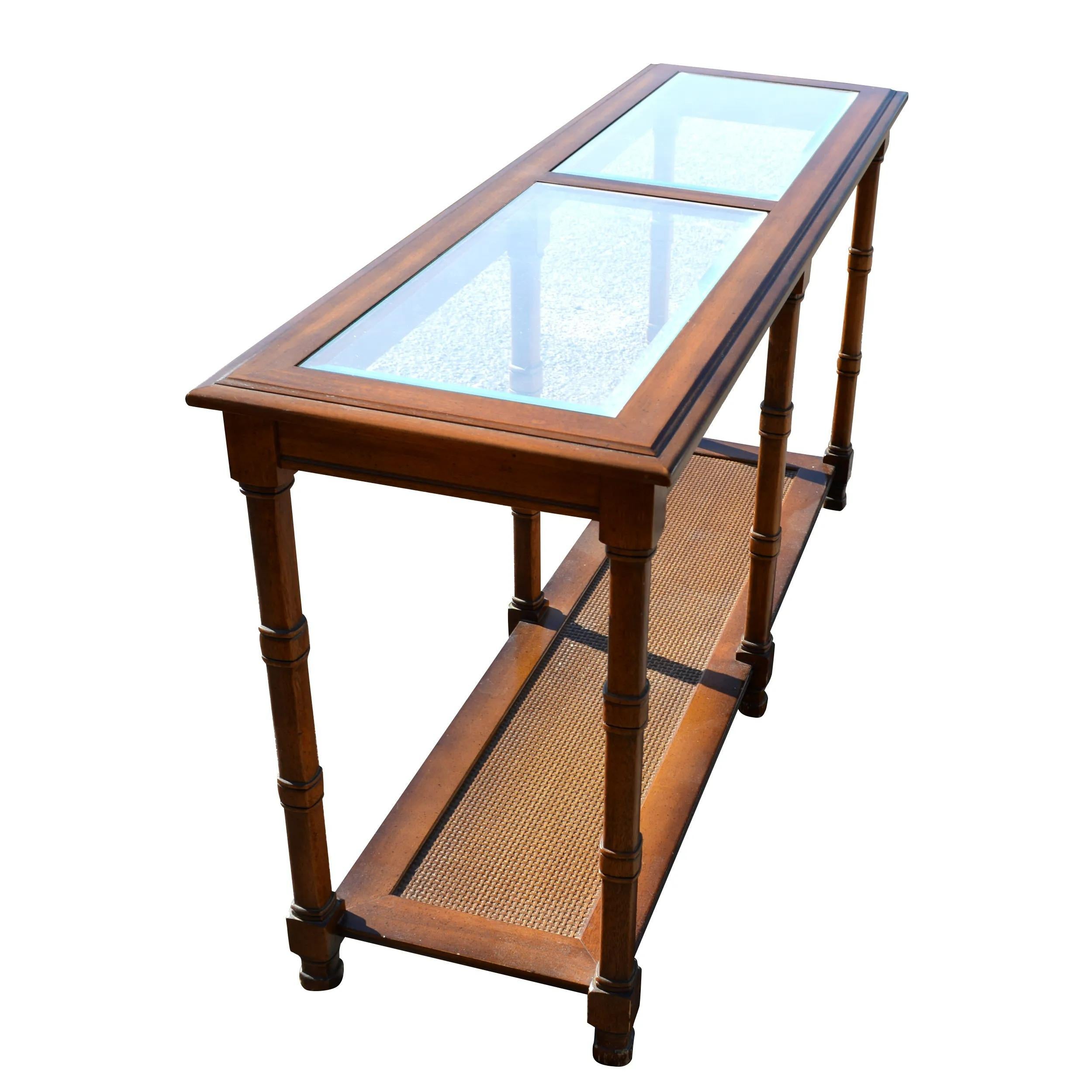 walnut and glass console table