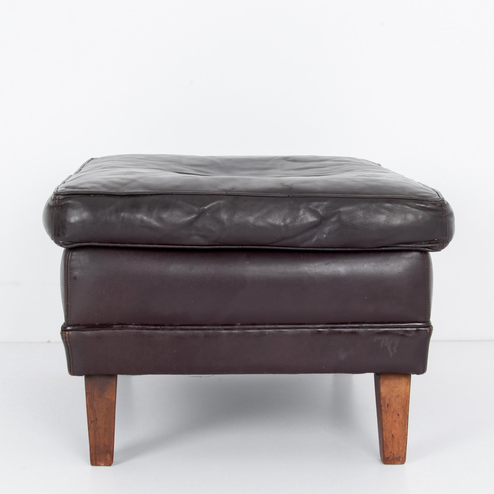 German 1970s Walter Knoll Leather Ottoman