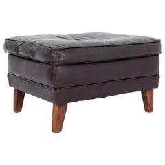 1970s Walter Knoll Leather Ottoman