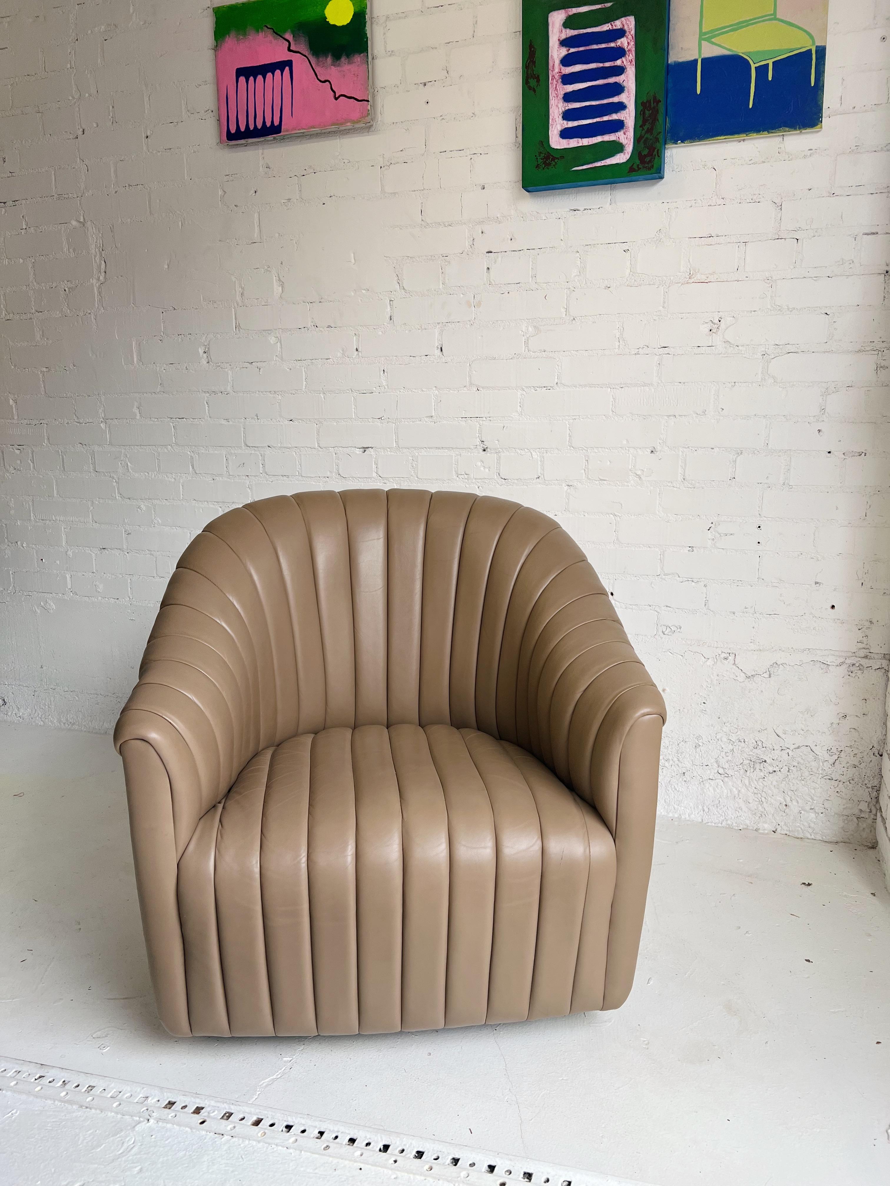 1970's Ward Bennett Channel Leather Club Chair  For Sale 4