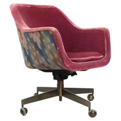 1970s Ward Bennett for Brickel Associates Bronze and Mohair Bucket Desk Chair