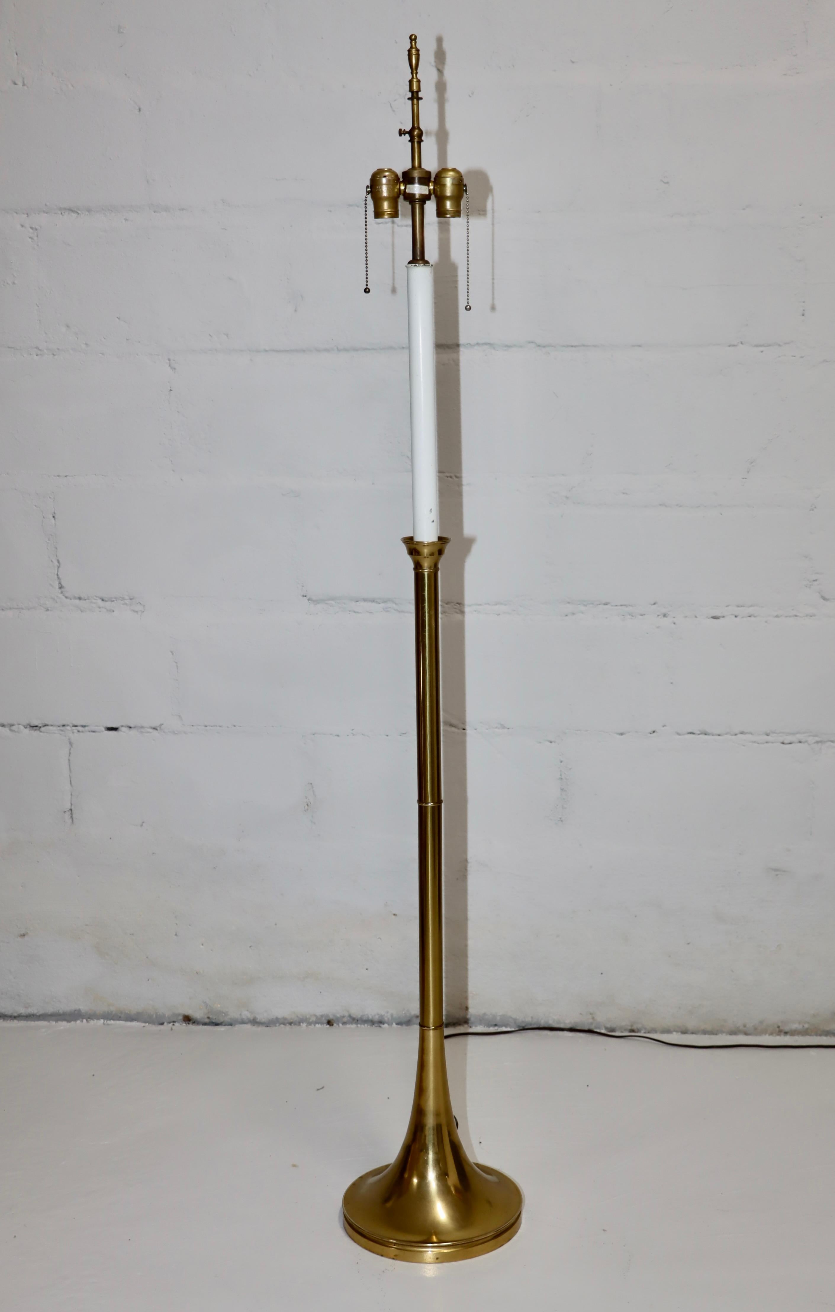 Late 20th Century 1970's Warren Kessler Brass Floor Lamp For Sale