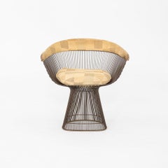 1970 Warren Platner Dining Arm Chair in Bronze with Original Fabric Upholstery (Chaise à accoudoir de salle à manger Warren Platner en bronze avec tissu d'origine)