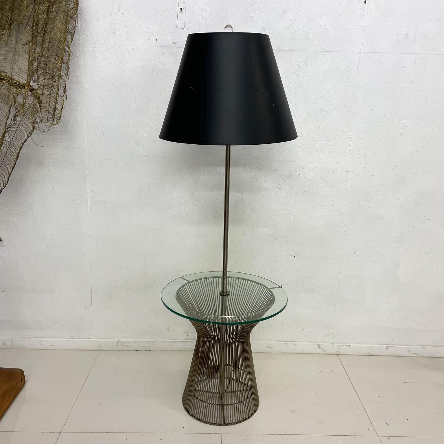 1970s Warren Platner Floor Lamp Side Table Metal and Glass 4