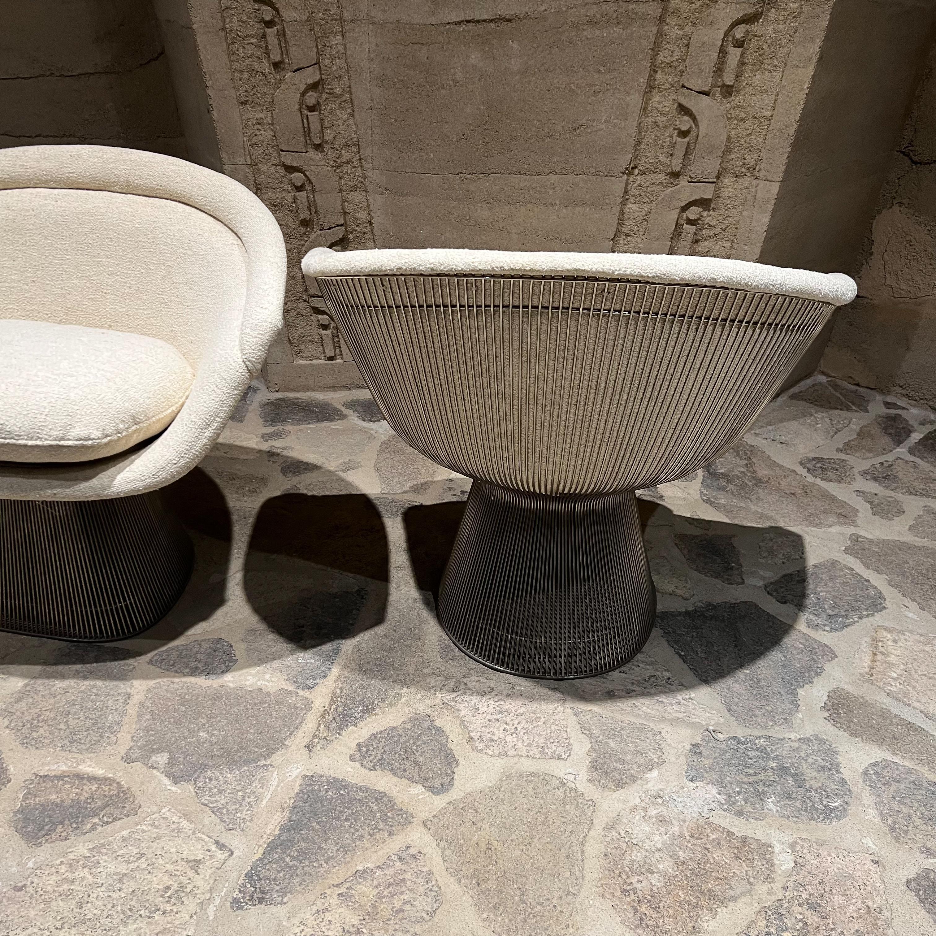 1970s Warren Platner Sensational Low Lounge Chair Pair with Graceful Metal Frame In Good Condition In Chula Vista, CA