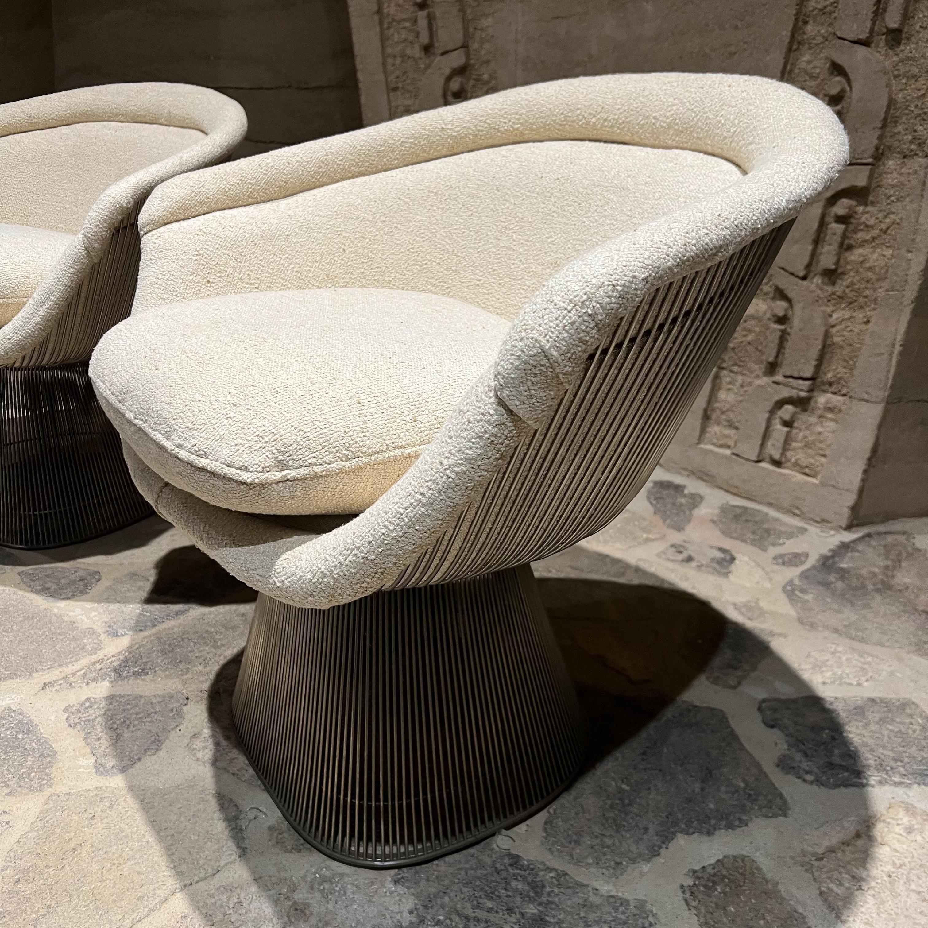 Late 20th Century 1970s Warren Platner Sensational Low Lounge Chair Pair with Graceful Metal Frame